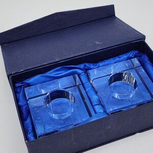 Badash Handmade Crystal Tea Light Holders Set Of 2 With Box